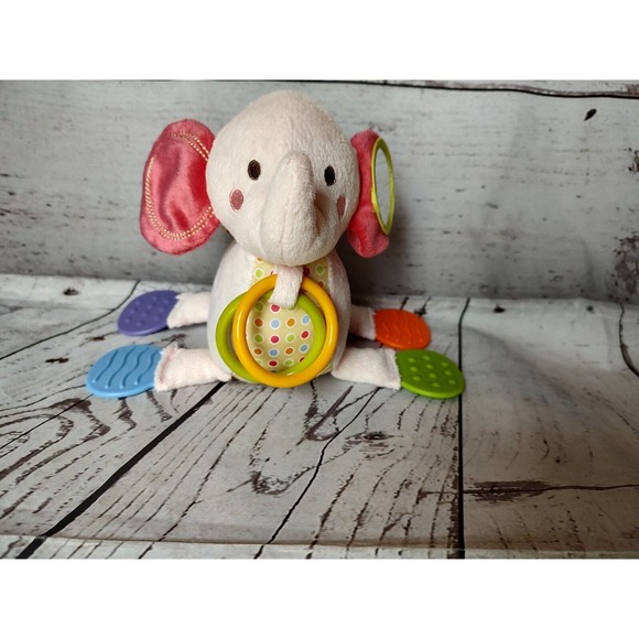 Healthy Baby Asthma & Allergy Cloth Elephant Plush Tether Feet & Rings Toy - Picture 1 of 8